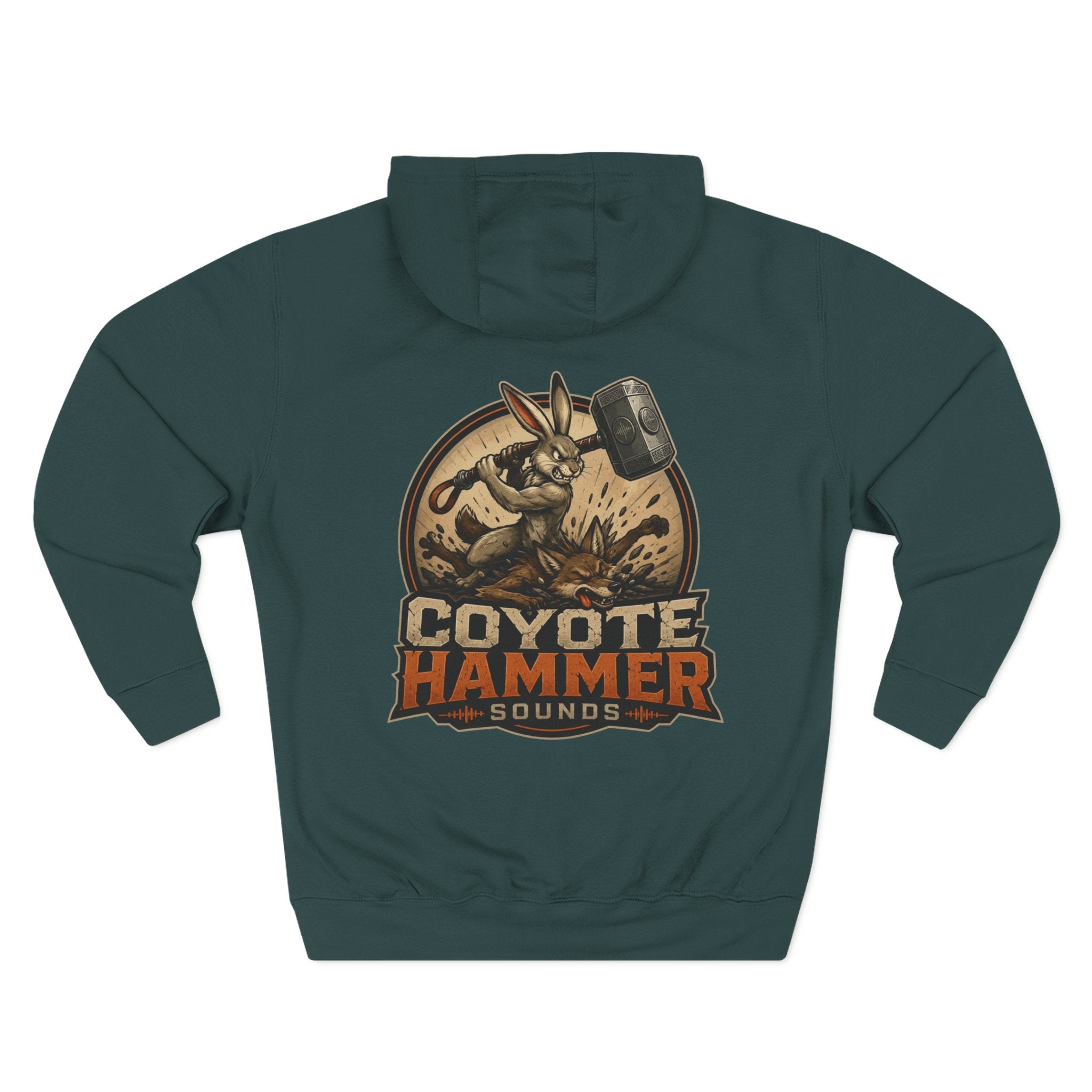 OG-Coyote Hammer Graphic Hoodie — Retro Mascot Fleece Pullover