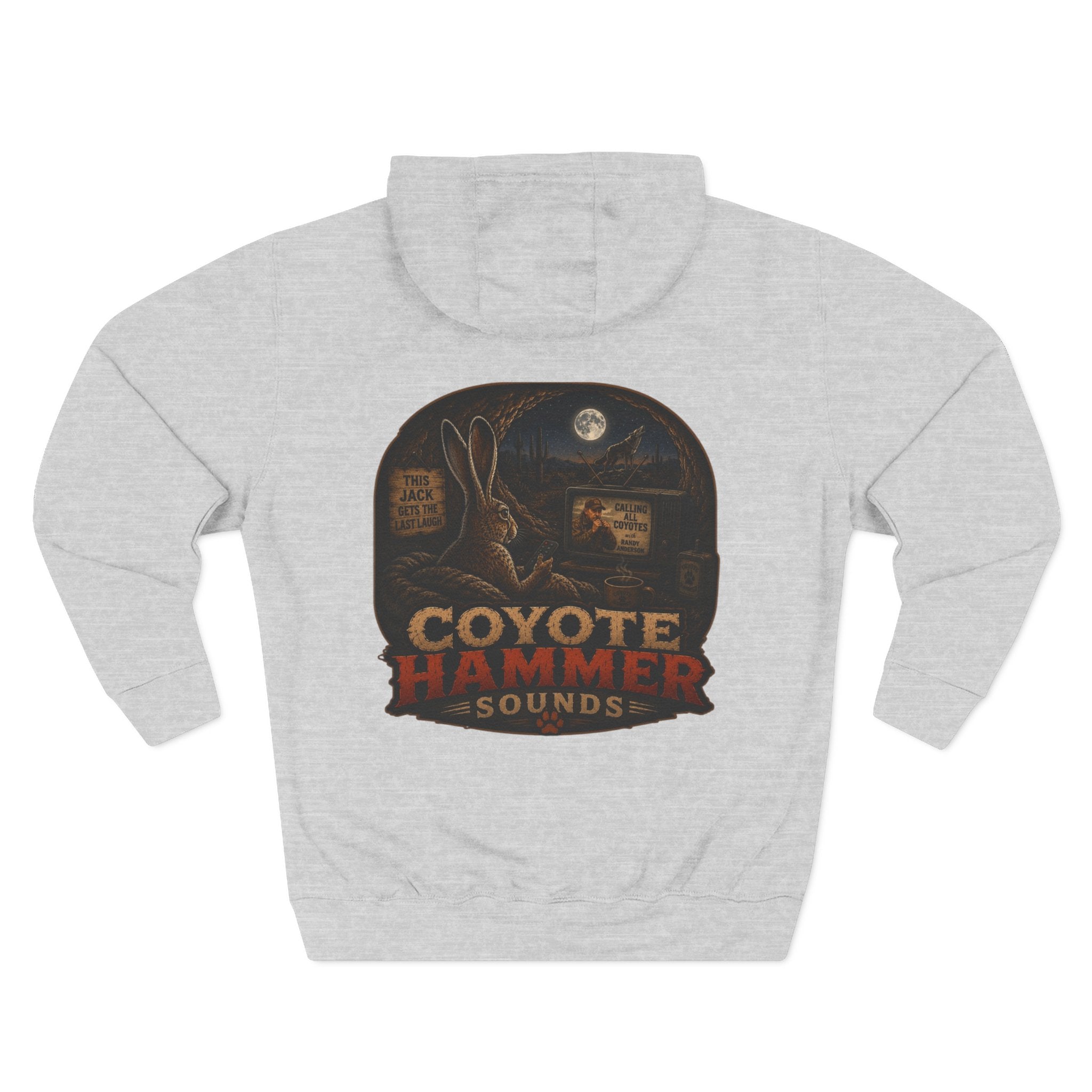 Randy Anderson-Coyote Hammer Sounds Fleece Hoodie — Retro Rabbit Band Graphic