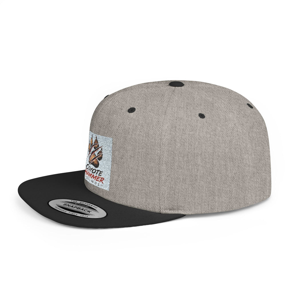 Coyote Hammer Flat Bill Snapback Hat — Distressed Paw Logo Cap