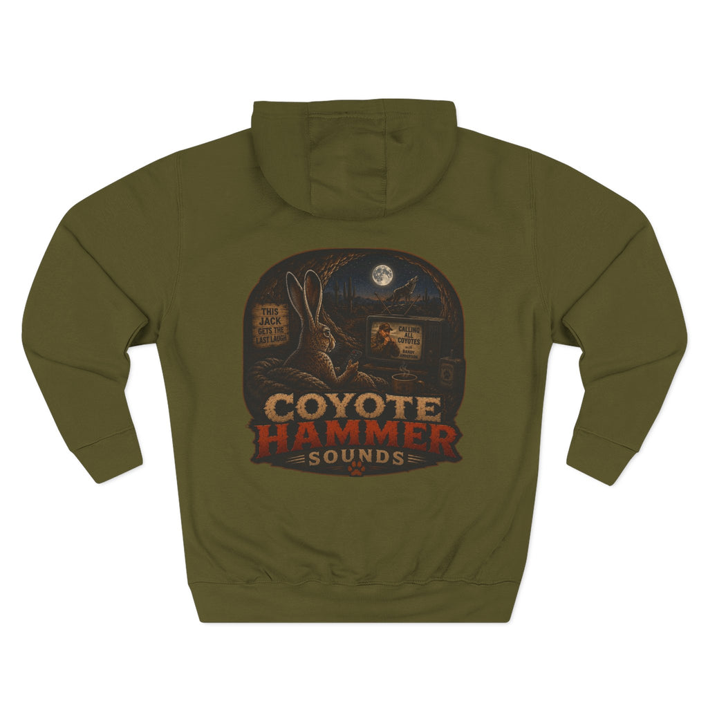Randy Anderson-Coyote Hammer Sounds Fleece Hoodie — Retro Rabbit Band Graphic