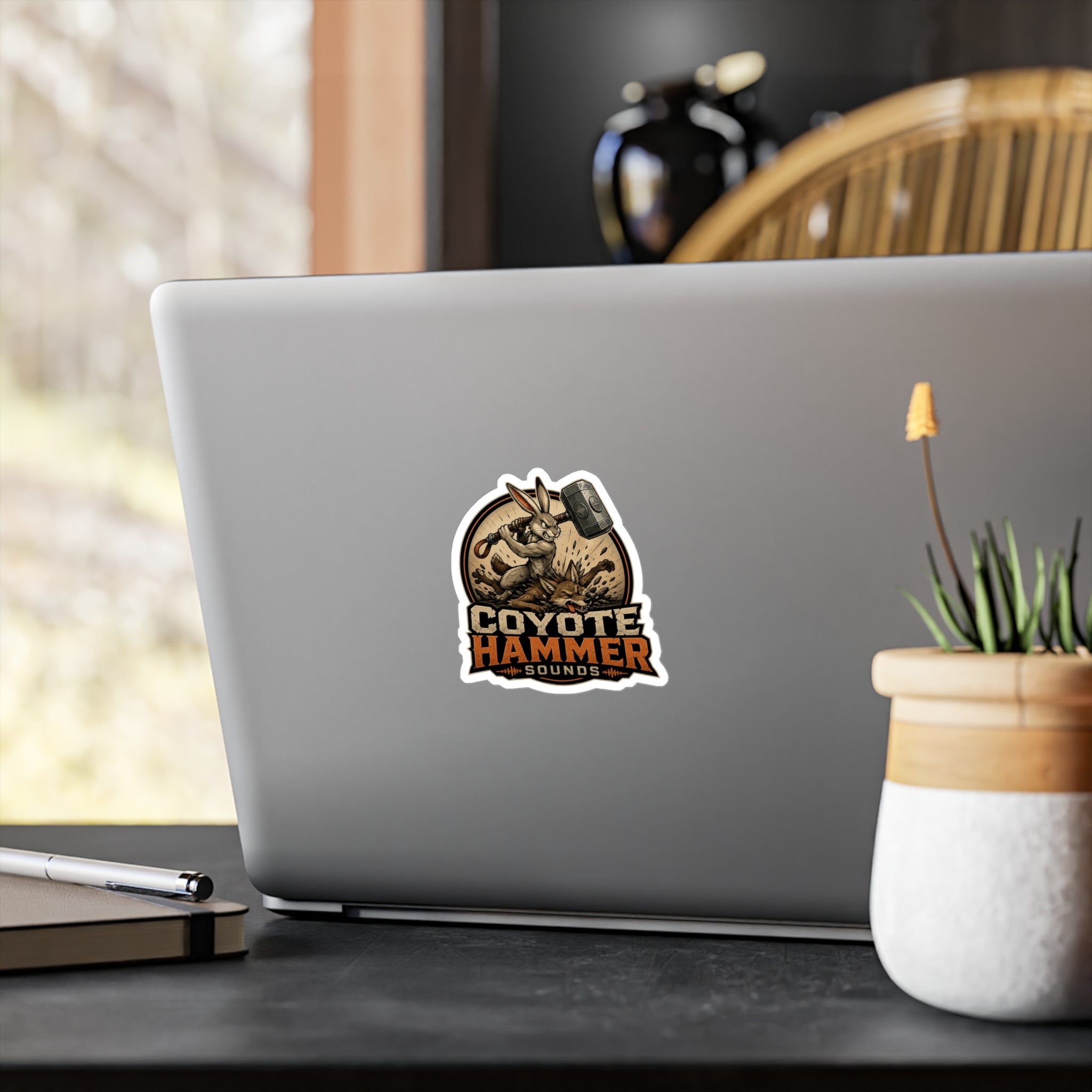 Coyote Hammer Vinyl Sticker — Kiss-Cut Decal for Gear, Laptops & Windows