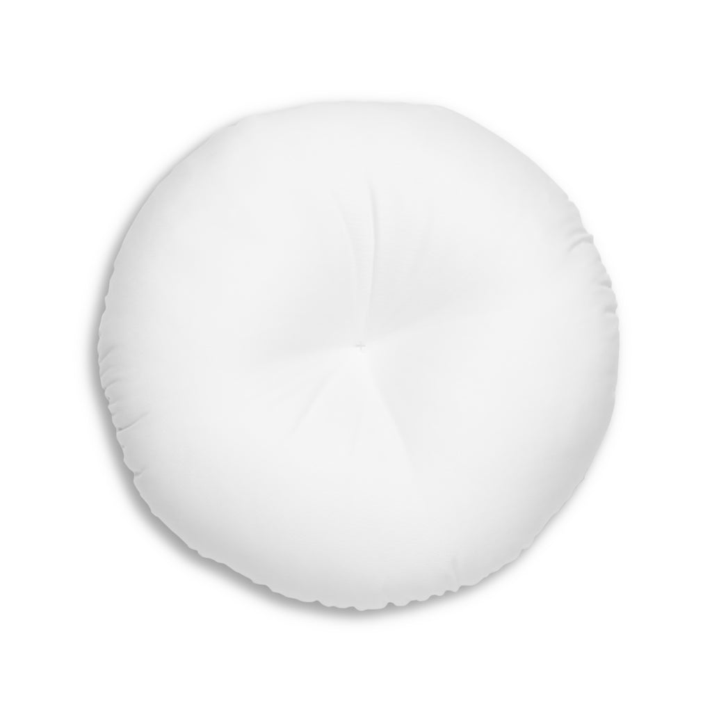 Coyote Hammer Logo Round Tufted Floor Pillow — Black Team Emblem Cushion