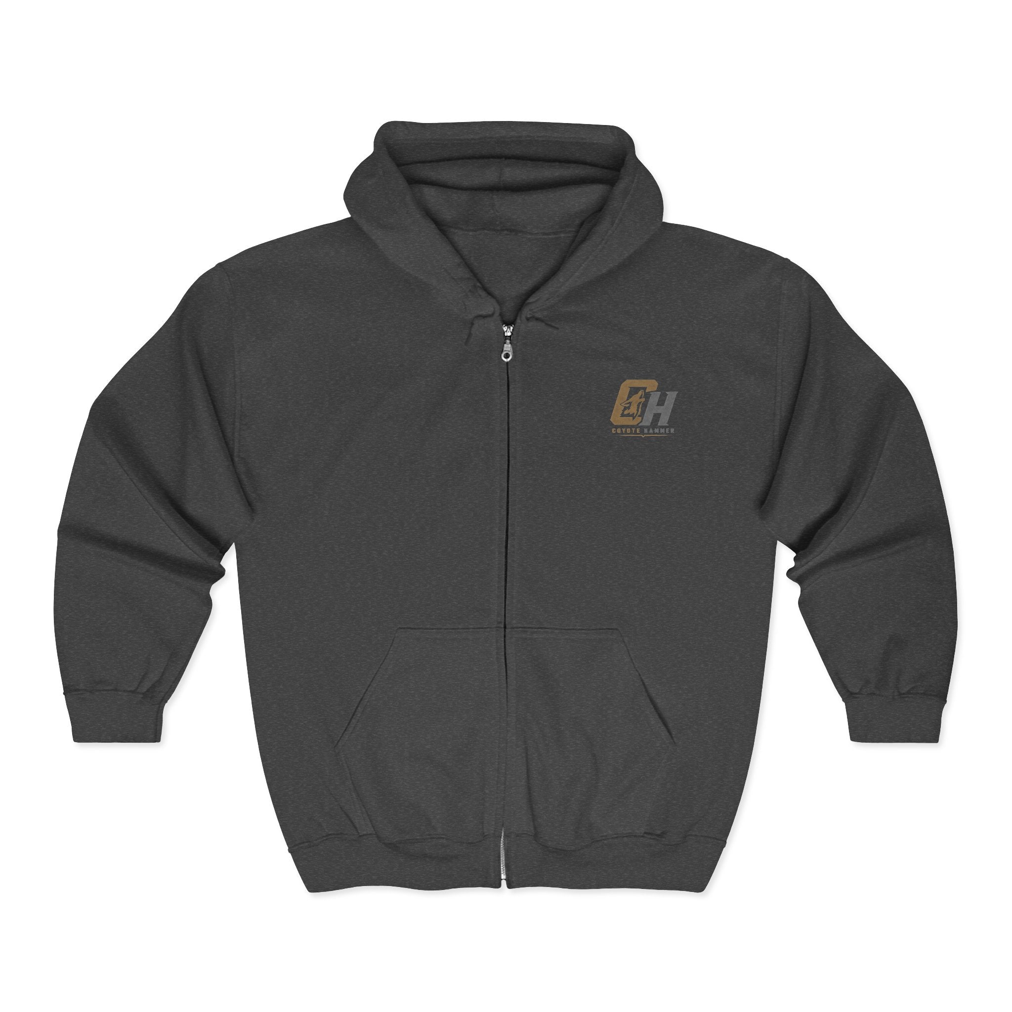 Calling Jack-Coyote Hammer Sounds Zip Hoodie — Rustic Outdoor Hunting Logo Sweatshirt