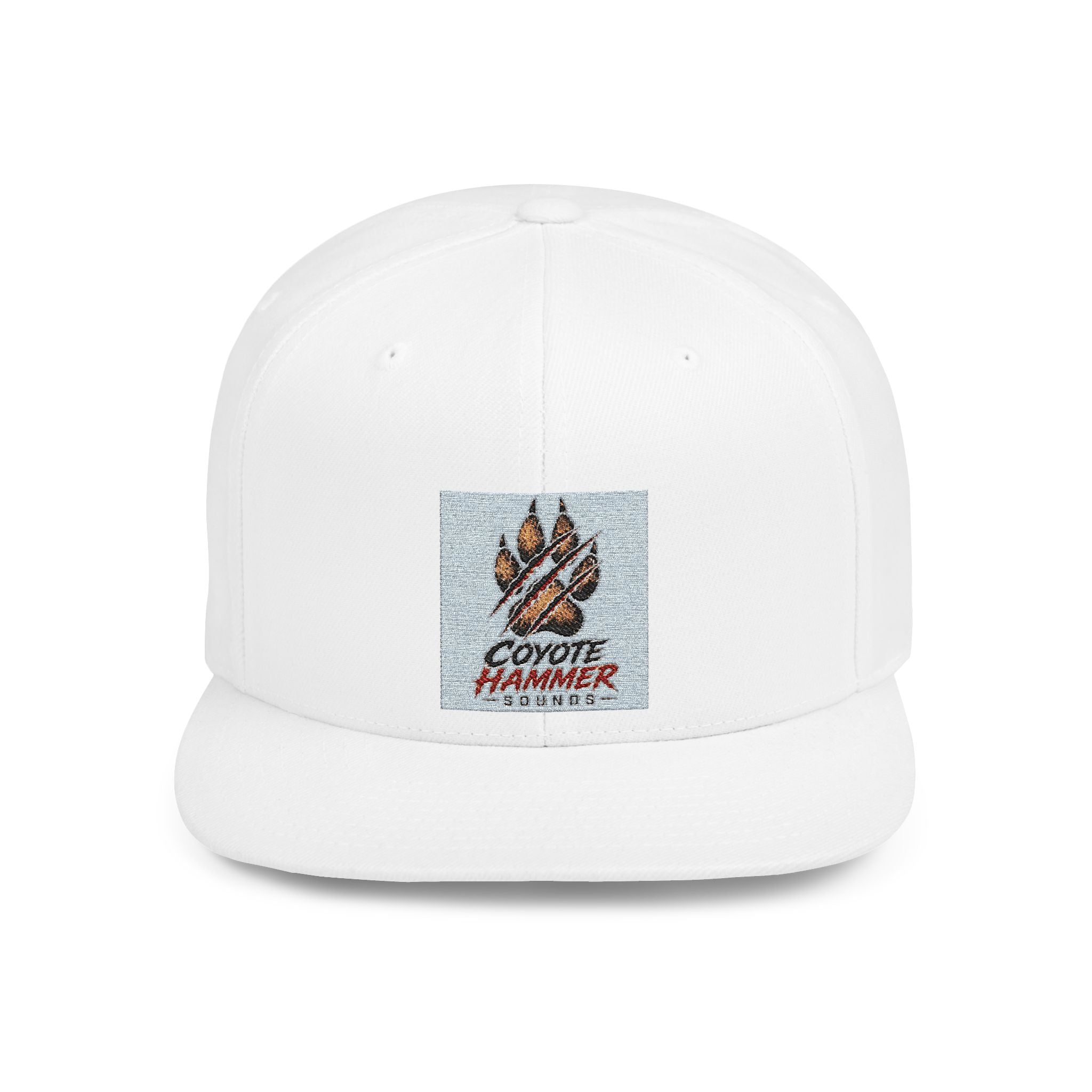 Coyote Hammer Flat Bill Snapback Hat — Distressed Paw Logo Cap