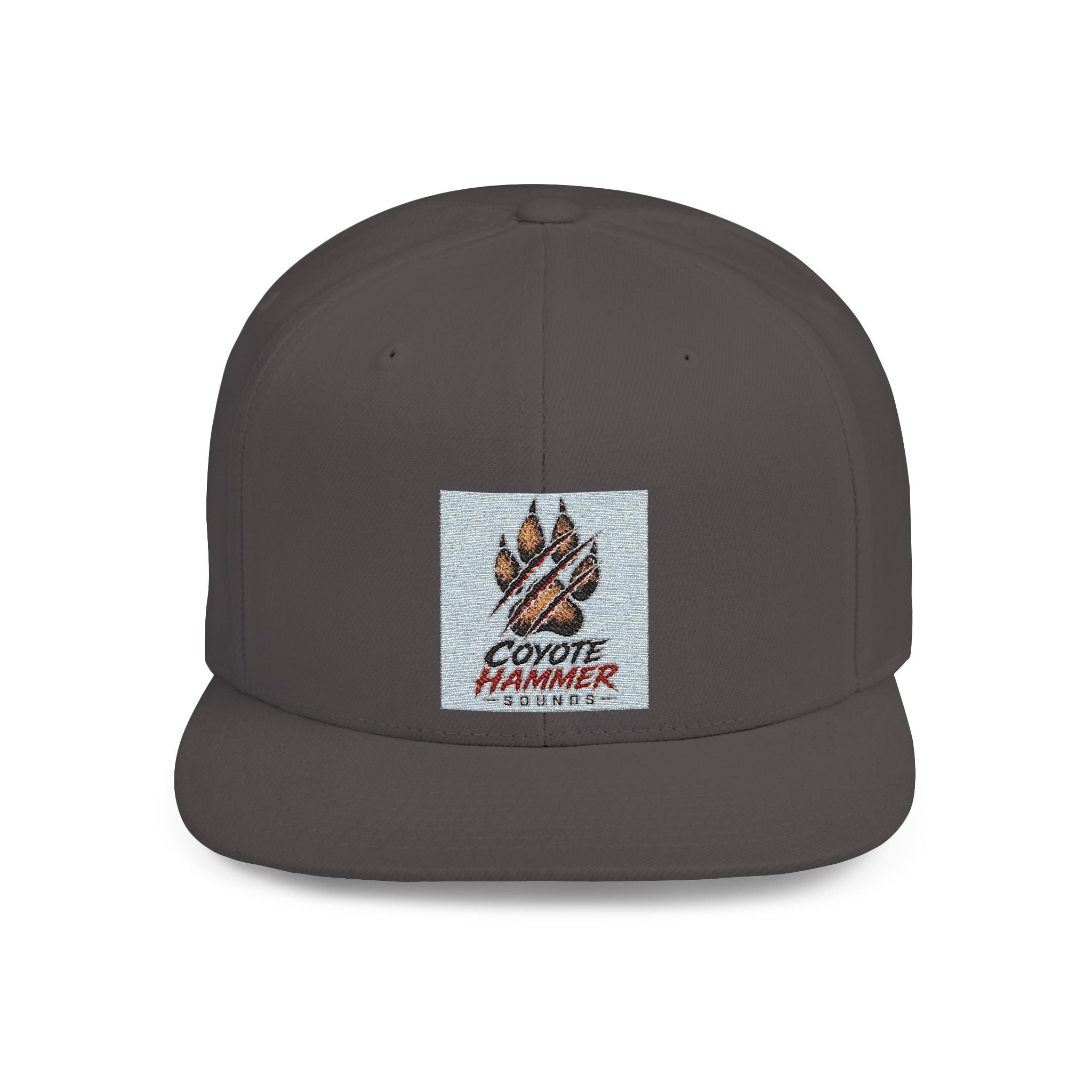 Coyote Hammer Flat Bill Snapback Hat — Distressed Paw Logo Cap
