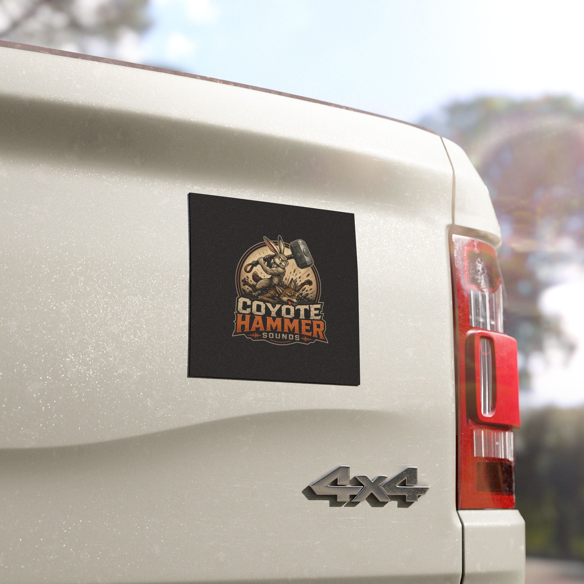Car Magnet — “Coyote Hammer Sounds” Retro Mascot Logo