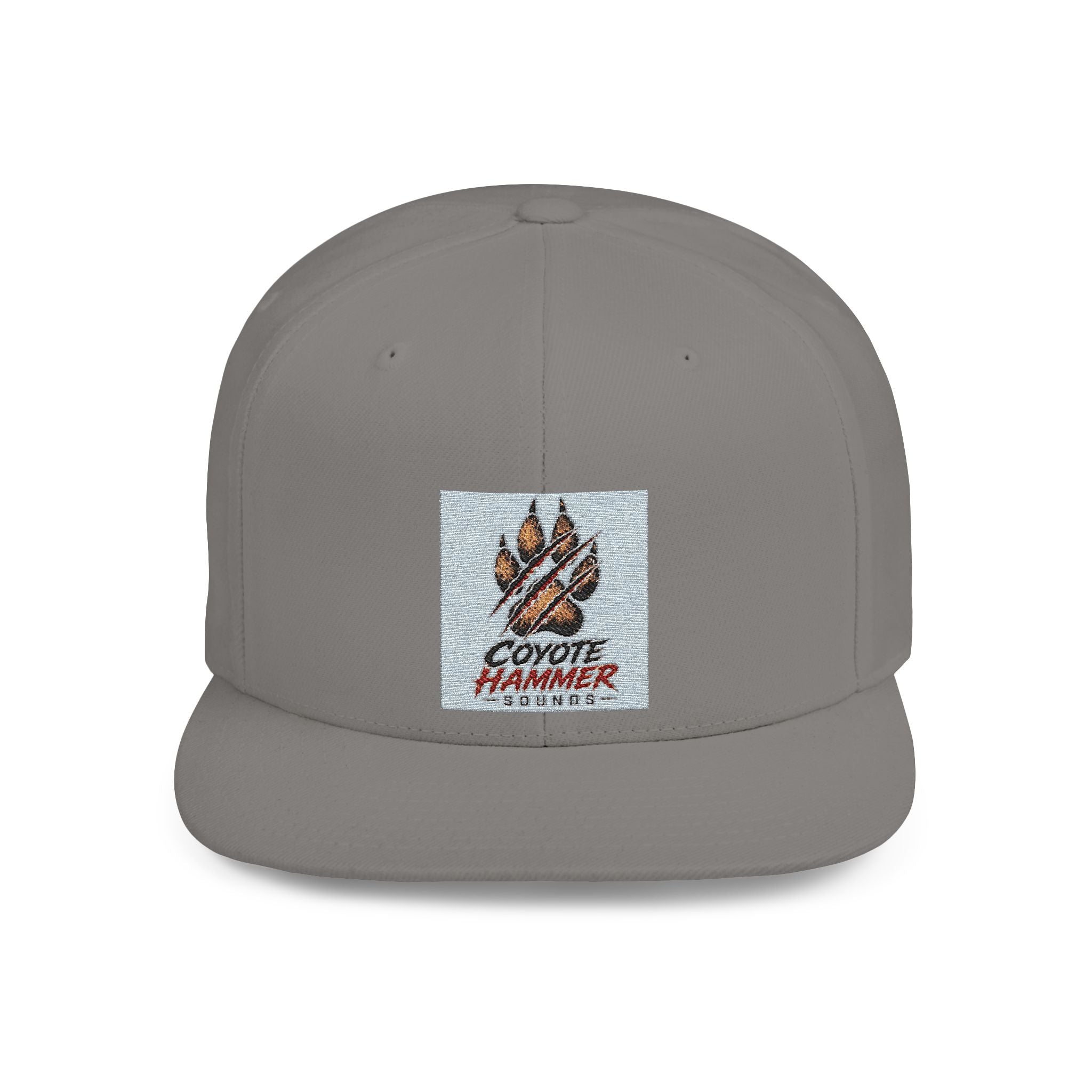 Coyote Hammer Flat Bill Snapback Hat — Distressed Paw Logo Cap
