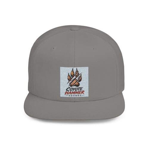 Coyote Hammer Flat Bill Snapback Hat — Distressed Paw Logo Cap