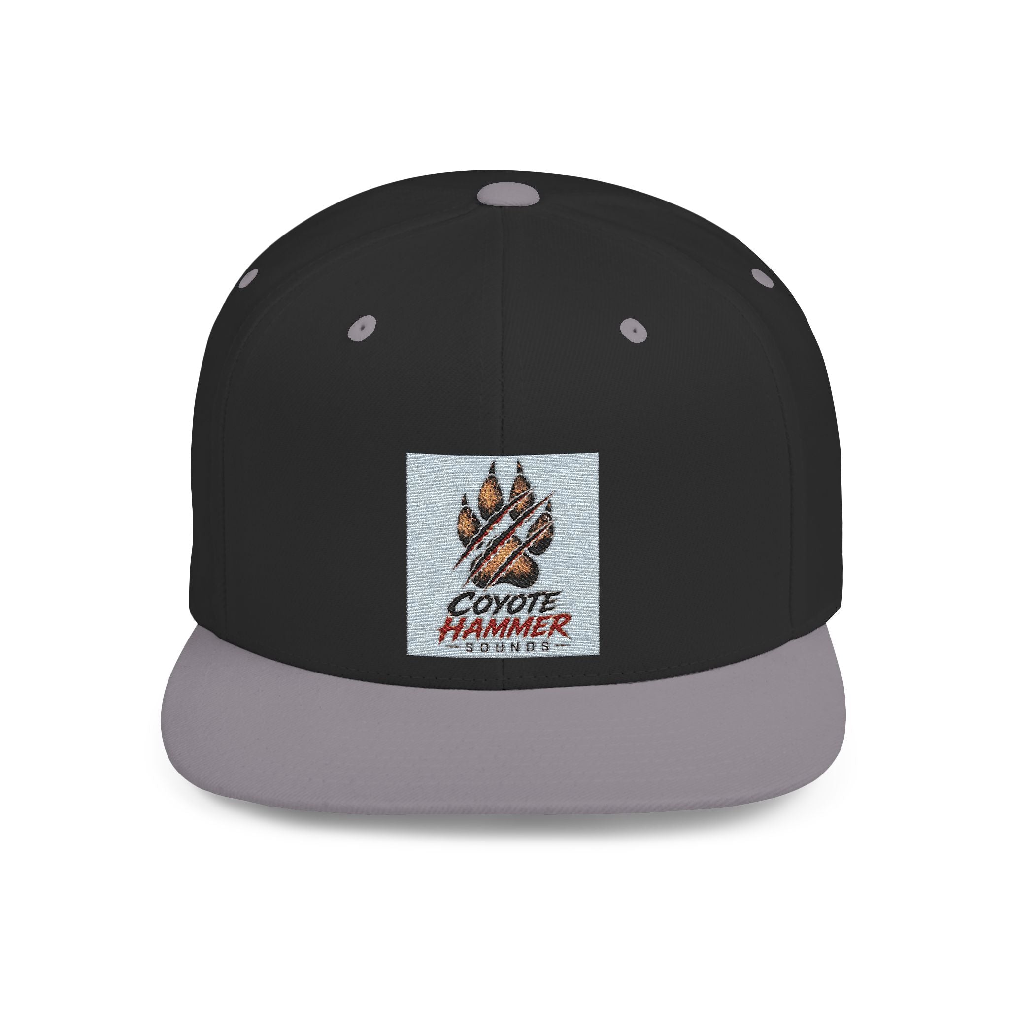 Coyote Hammer Flat Bill Snapback Hat — Distressed Paw Logo Cap