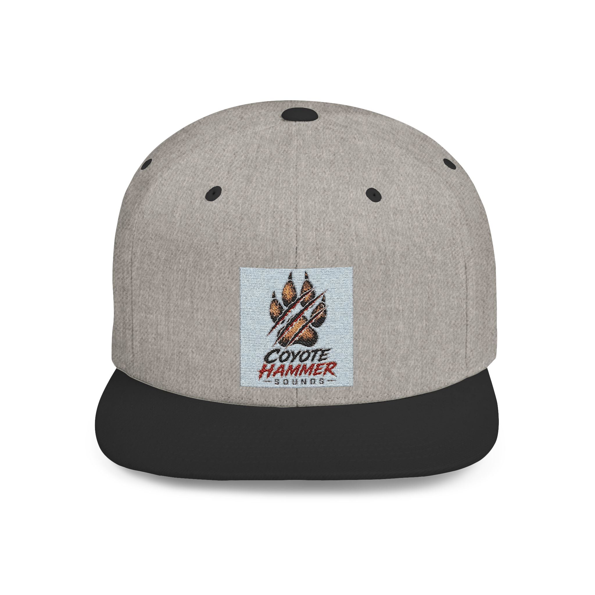 Coyote Hammer Flat Bill Snapback Hat — Distressed Paw Logo Cap