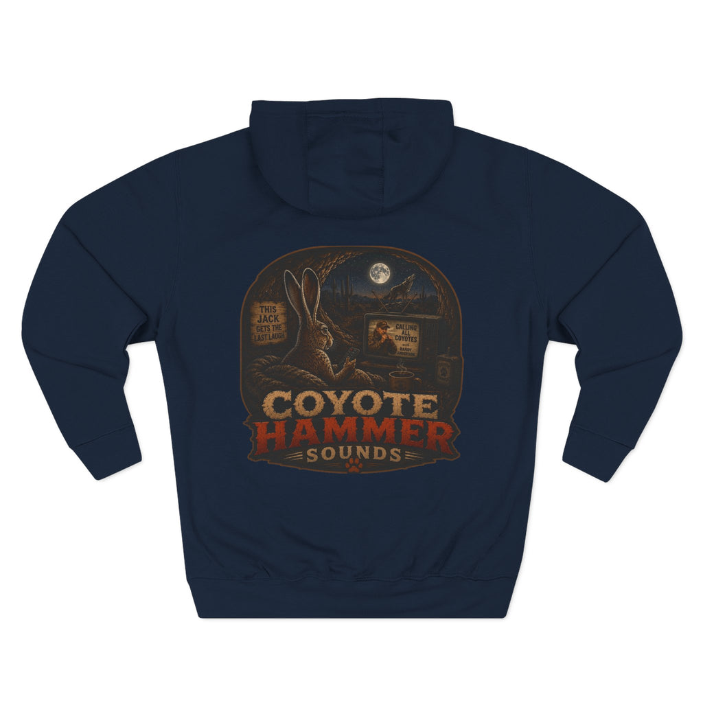 Randy Anderson-Coyote Hammer Sounds Fleece Hoodie — Retro Rabbit Band Graphic