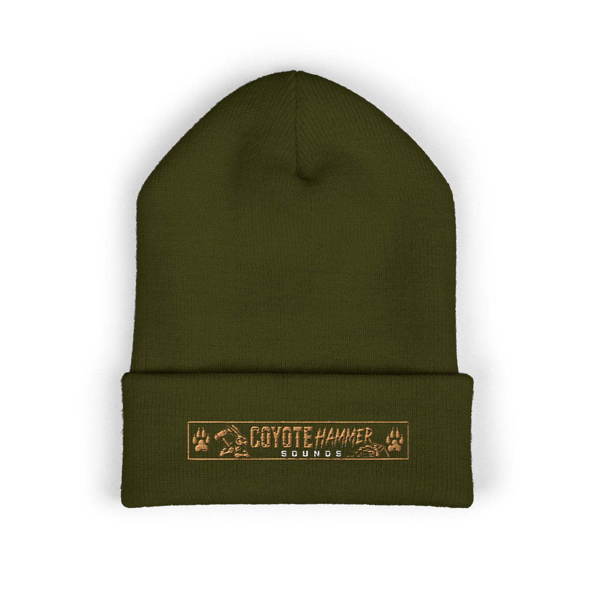 Beanie — Coyote Hunter Embroidered Cuffed Beanie (Olive)