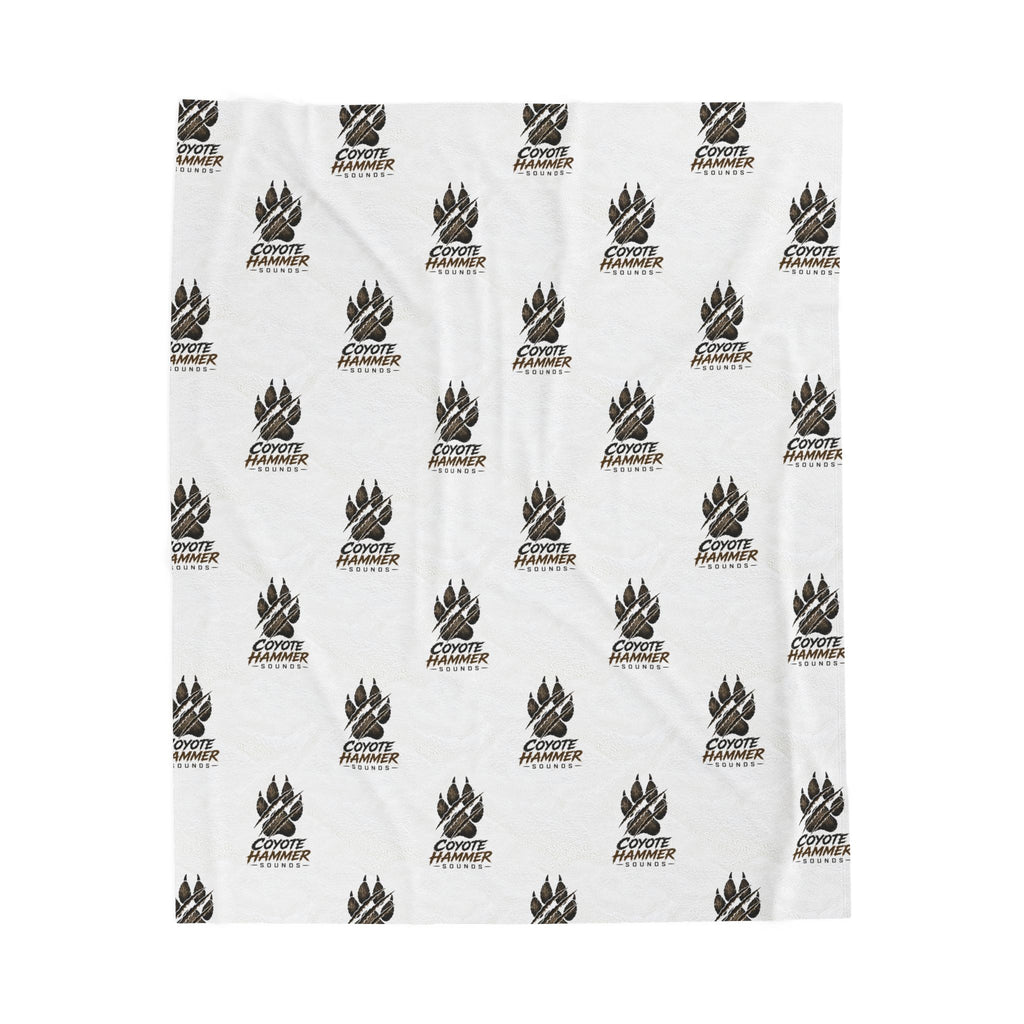 Velveteen Plush Blanket – Cozy Custom Bear Paw Repeat Logo Throw