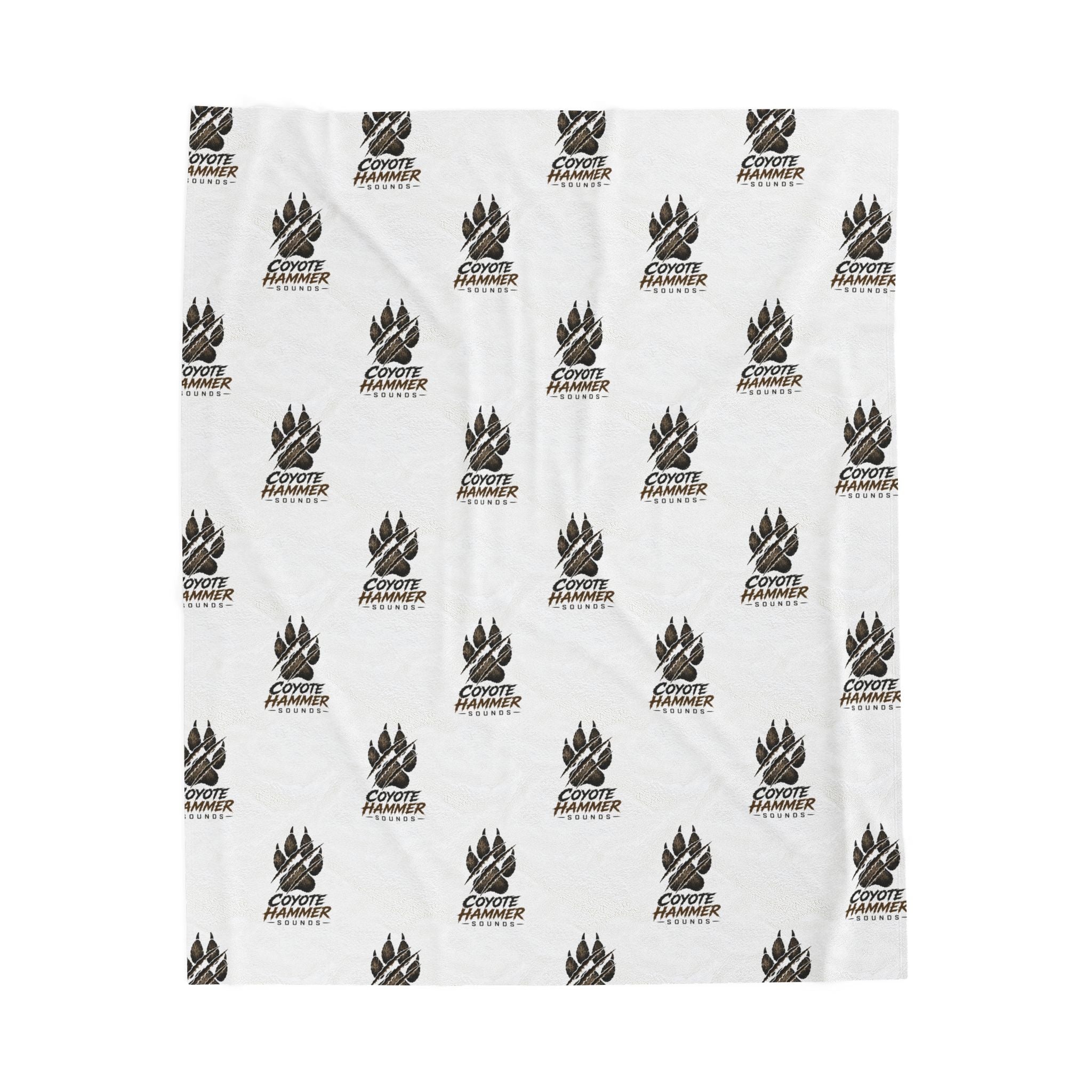 Velveteen Plush Blanket – Cozy Custom Bear Paw Repeat Logo Throw