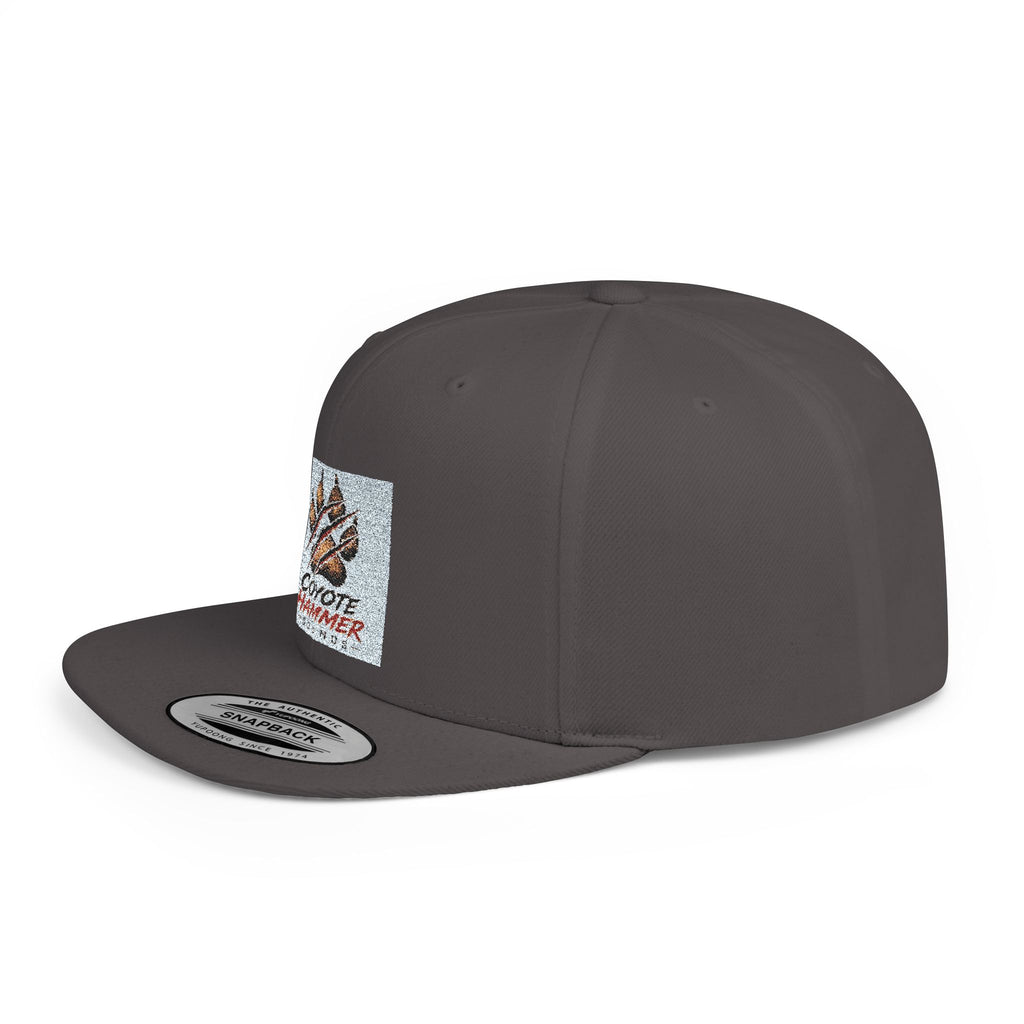 Coyote Hammer Flat Bill Snapback Hat — Distressed Paw Logo Cap
