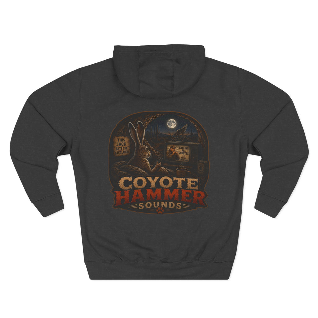 Randy Anderson-Coyote Hammer Sounds Fleece Hoodie — Retro Rabbit Band Graphic