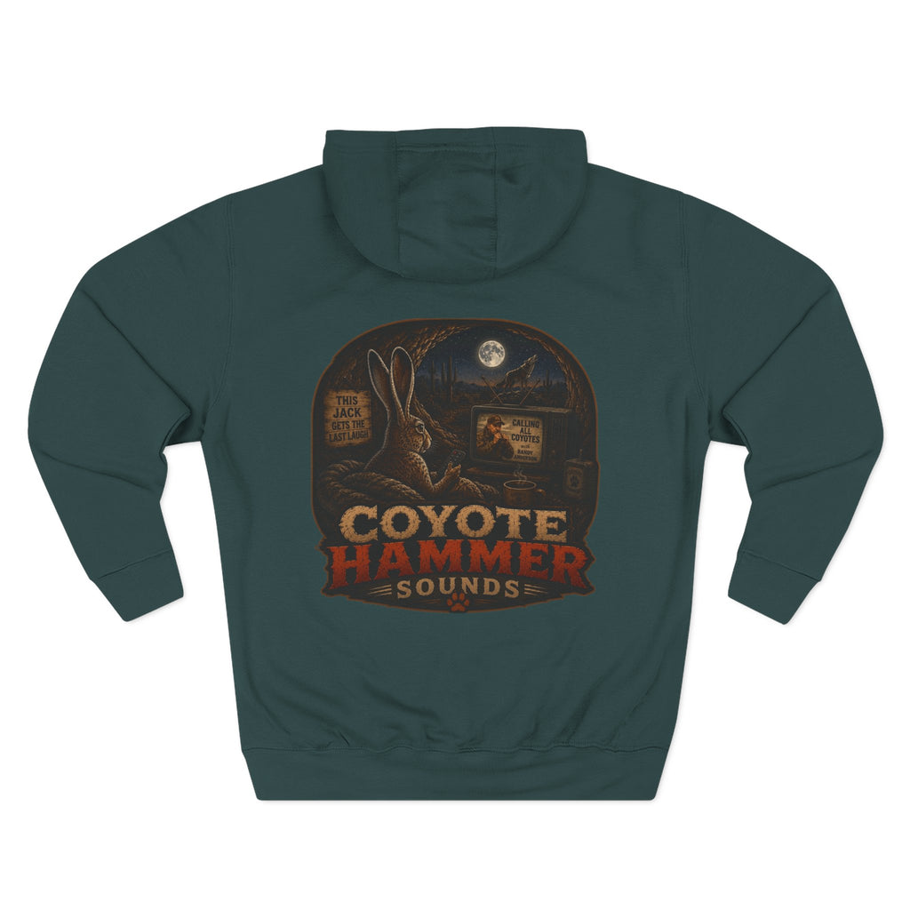 Randy Anderson-Coyote Hammer Sounds Fleece Hoodie — Retro Rabbit Band Graphic