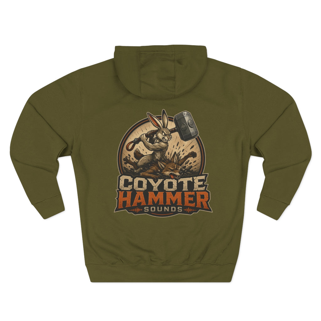 OG-Coyote Hammer Graphic Hoodie — Retro Mascot Fleece Pullover