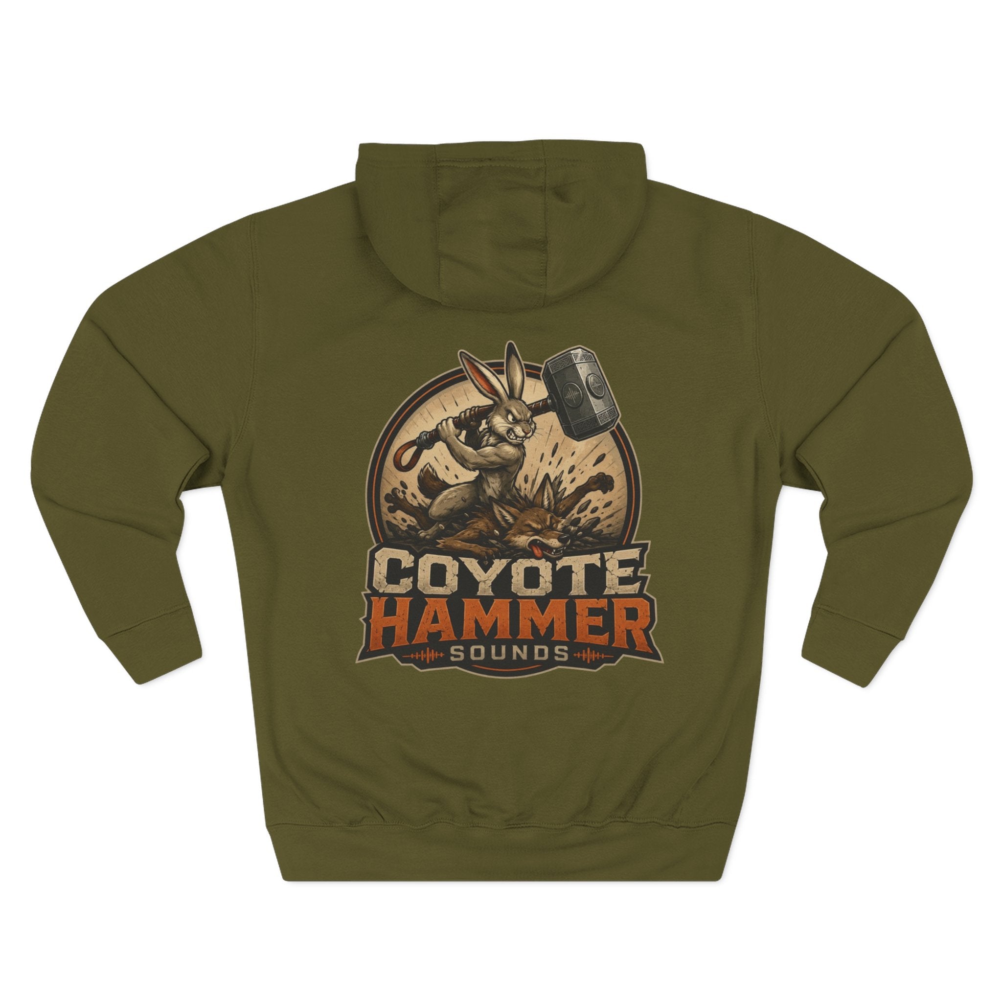 OG-Coyote Hammer Graphic Hoodie — Retro Mascot Fleece Pullover