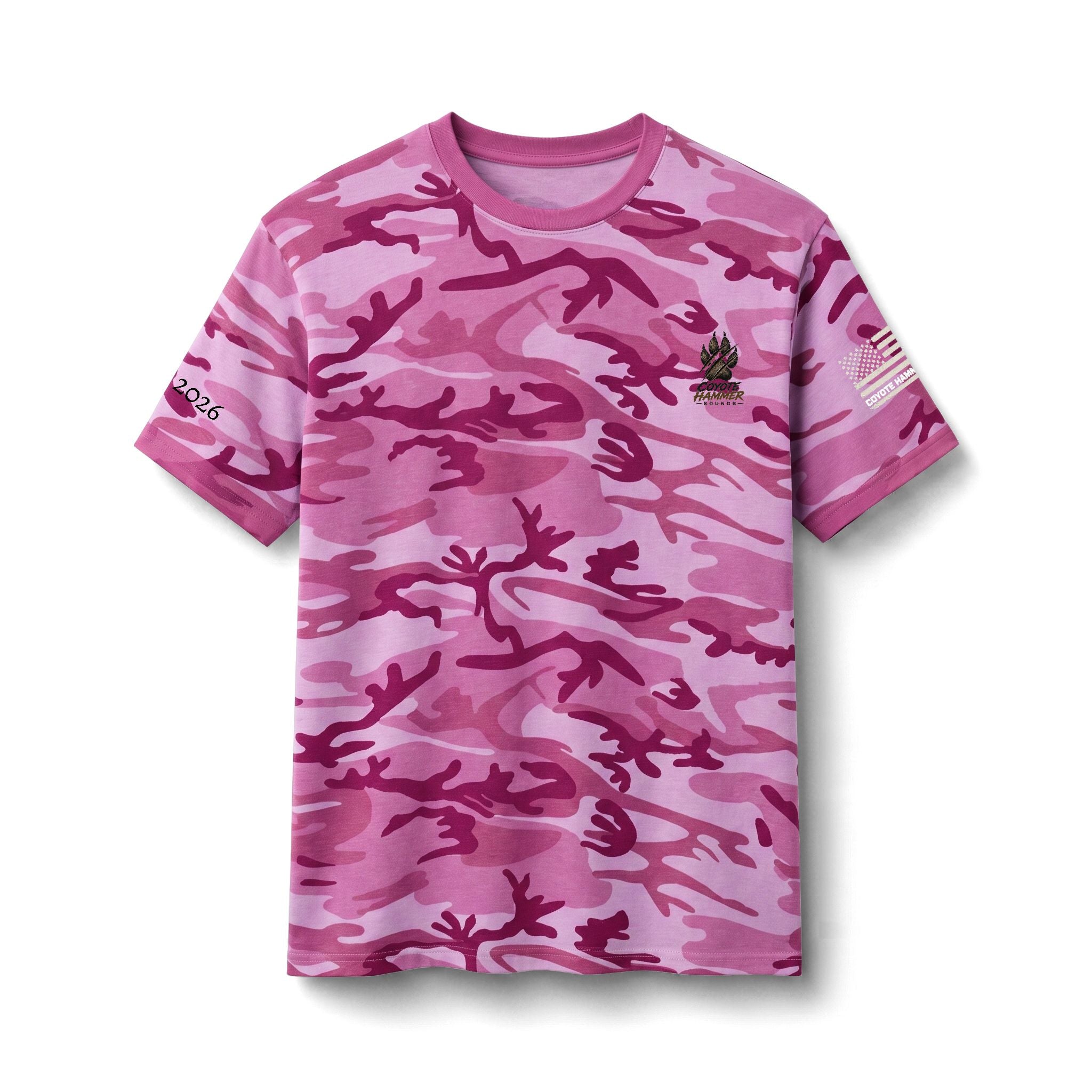 Camo Tee — "Coyote Hammer Sounds" Graphic Hunting Shirt