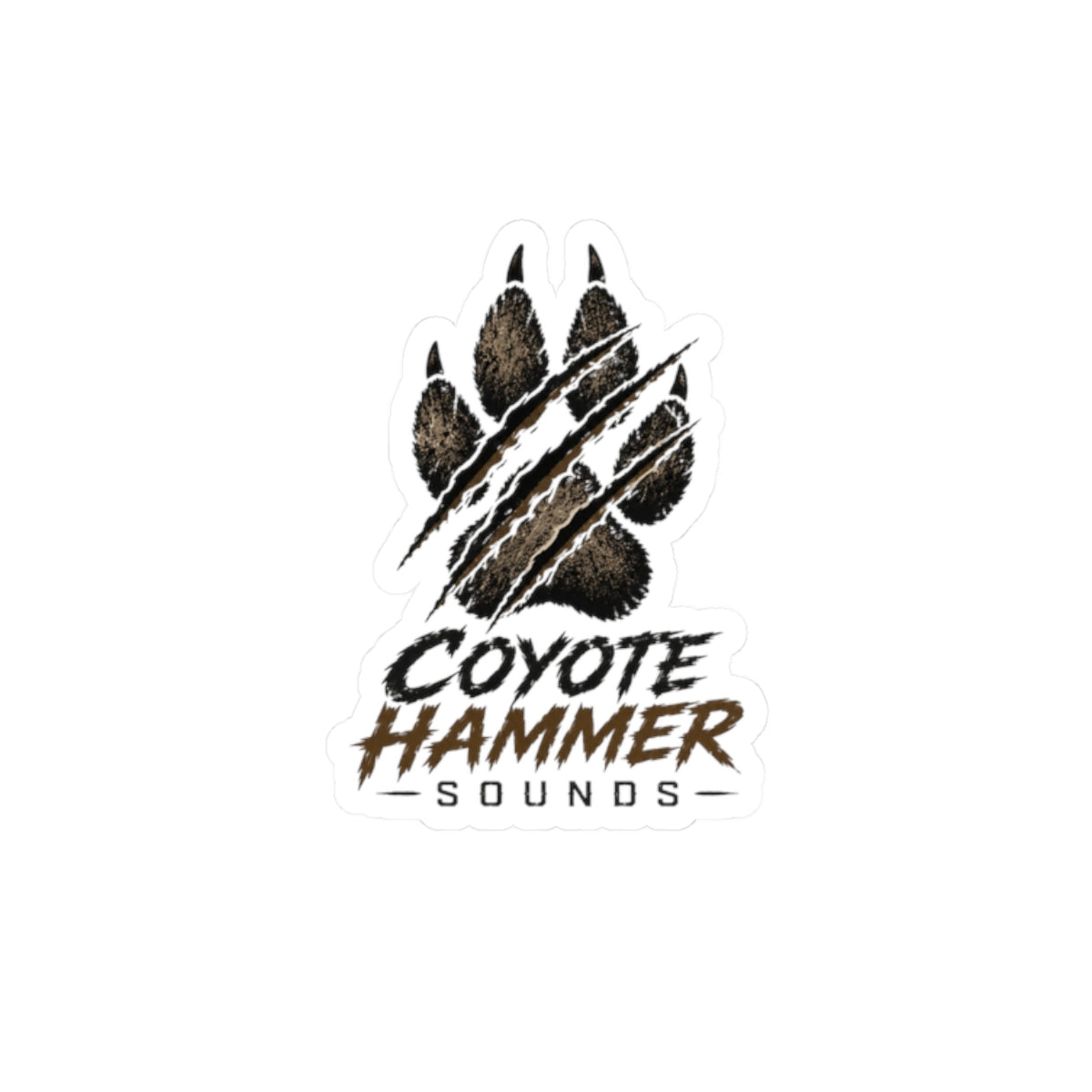 Coyote Hammer Sounds Paw Logo Sticker — Rugged Vinyl Kiss-Cut Decal for Laptops & Gear