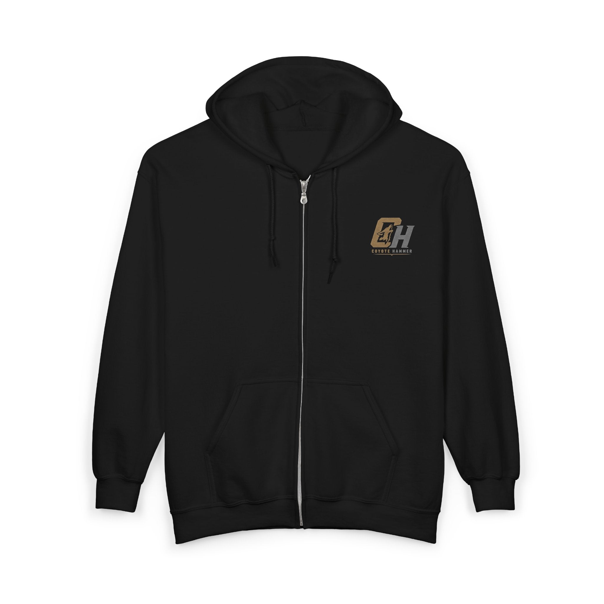 Calling Jack-Coyote Hammer Sounds Zip Hoodie — Rustic Outdoor Hunting Logo Sweatshirt