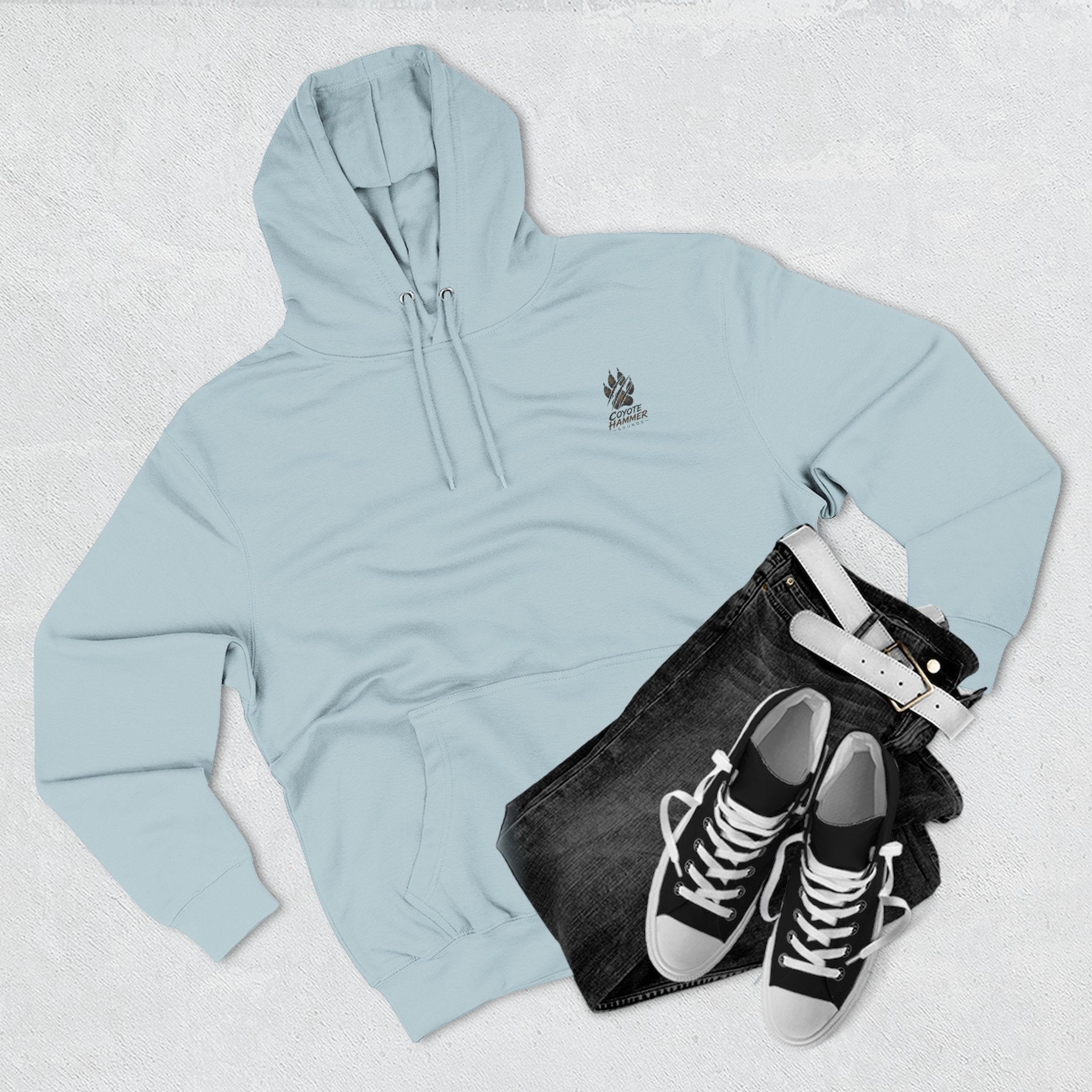 Randy Anderson-Coyote Hammer Sounds Fleece Hoodie — Retro Rabbit Band Graphic