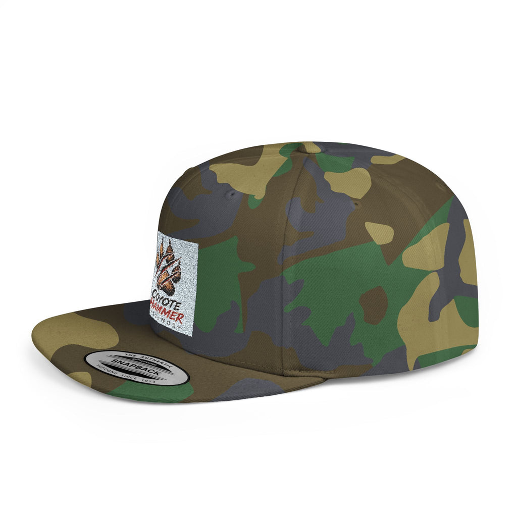 Coyote Hammer Flat Bill Snapback Hat — Distressed Paw Logo Cap