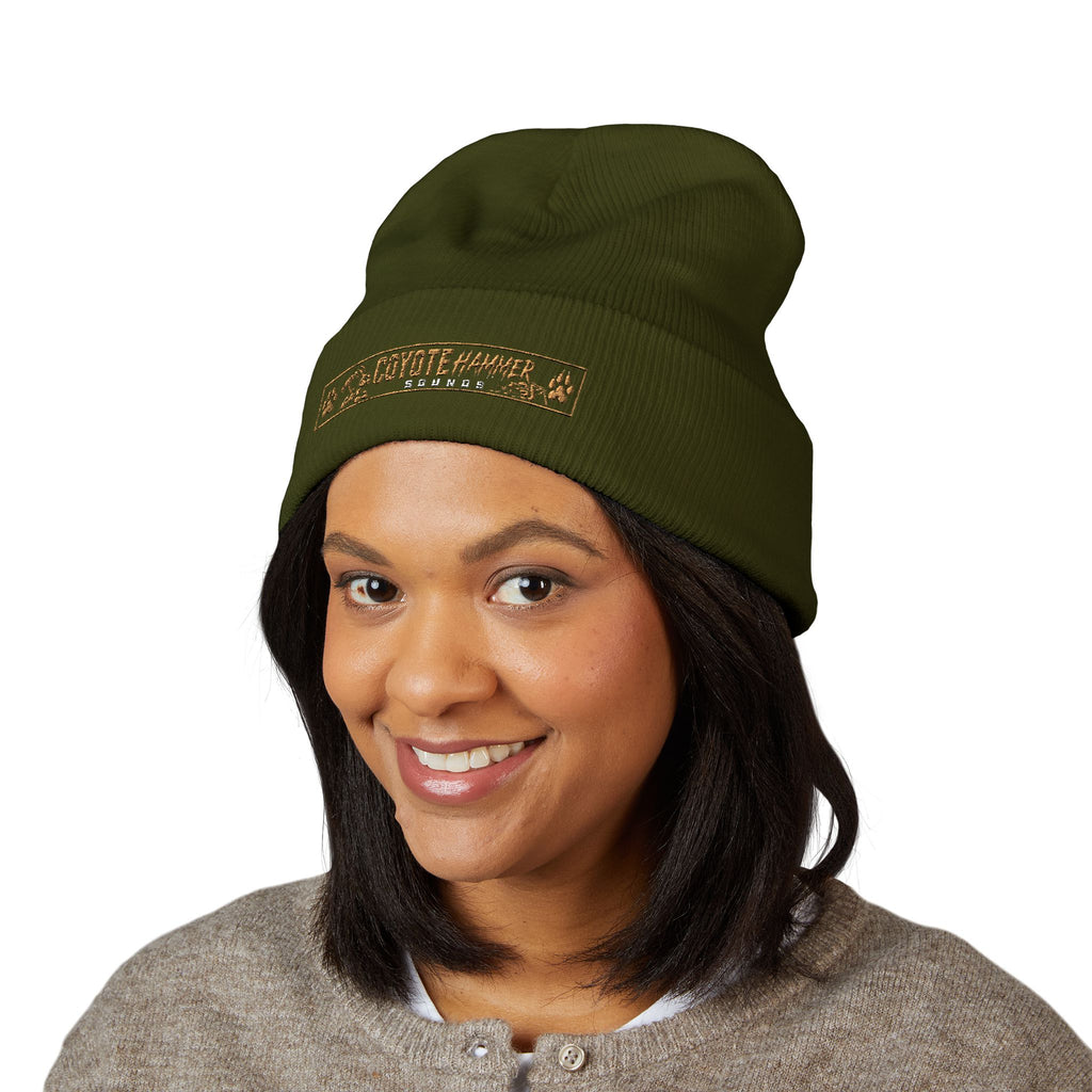 Beanie — Coyote Hunter Embroidered Cuffed Beanie (Olive)