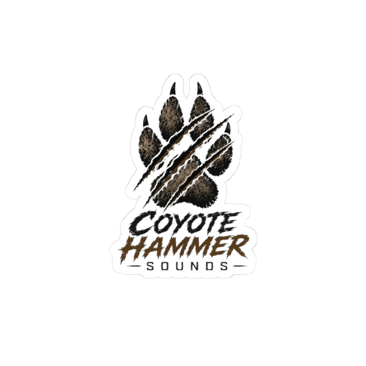 Coyote Hammer Sounds Paw Logo Sticker — Rugged Vinyl Kiss-Cut Decal for Laptops & Gear