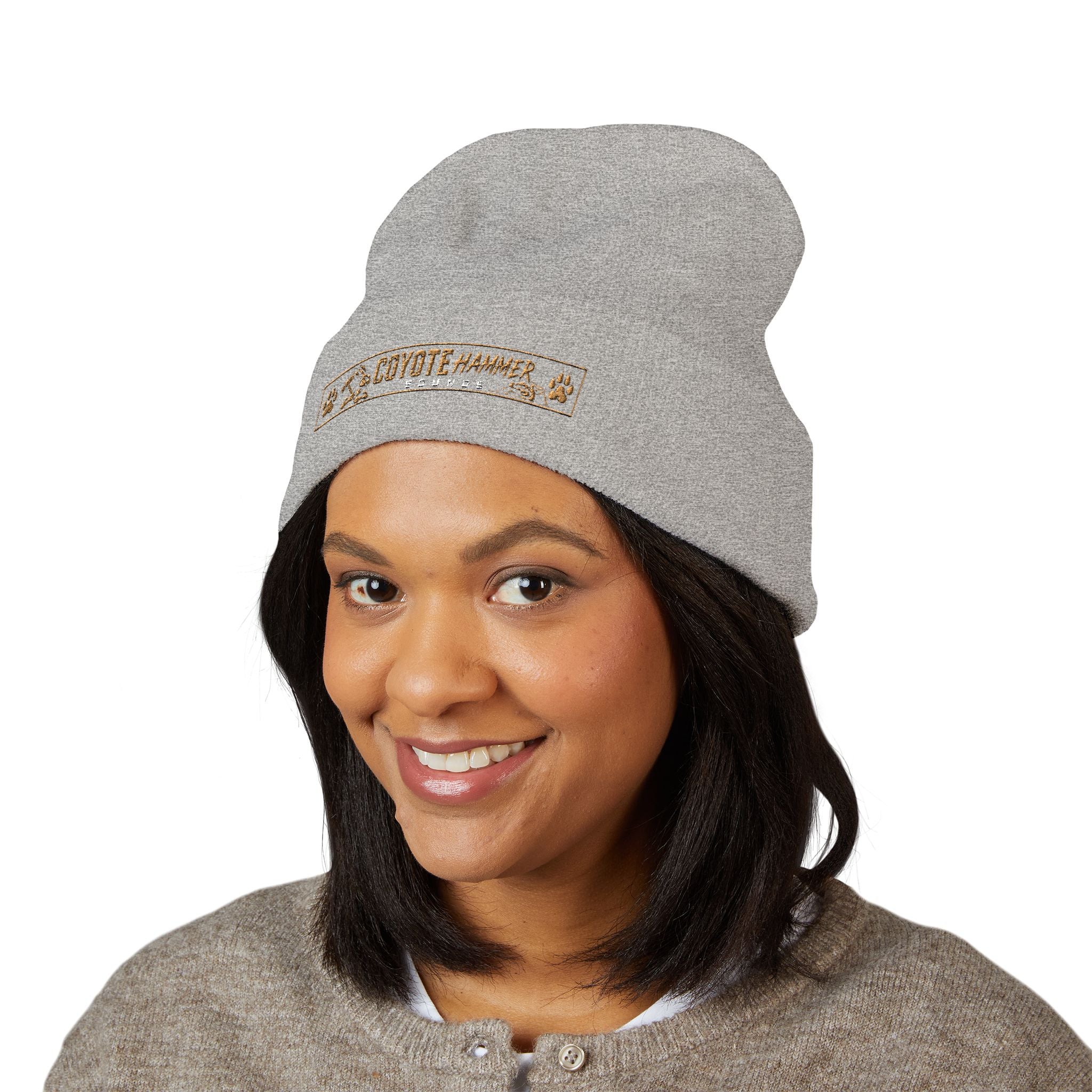 Beanie — Coyote Hunter Embroidered Cuffed Beanie (Olive)