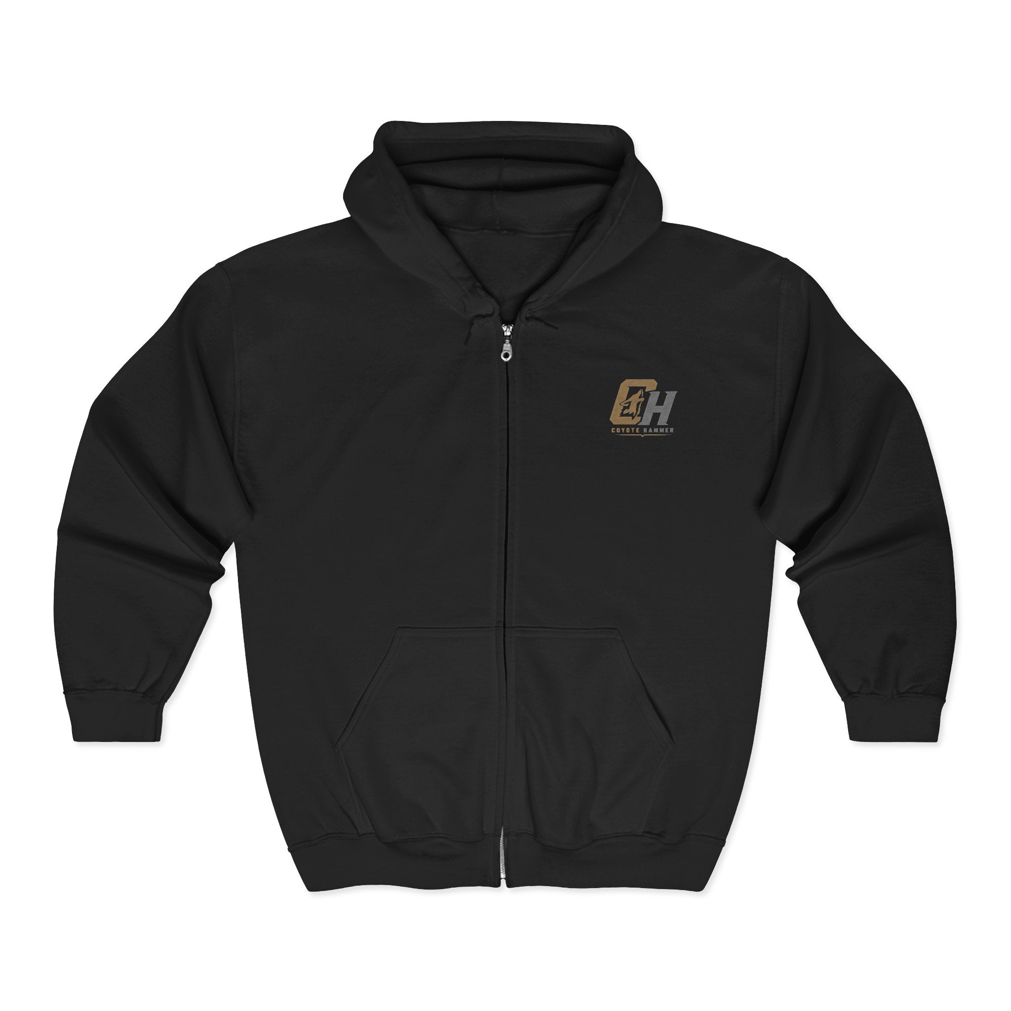 Calling Jack-Coyote Hammer Sounds Zip Hoodie — Rustic Outdoor Hunting Logo Sweatshirt