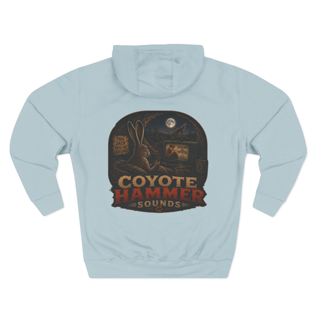 Randy Anderson-Coyote Hammer Sounds Fleece Hoodie — Retro Rabbit Band Graphic